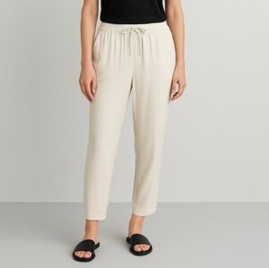 Eileen Fisher Silk Georgette Drawstring Pants